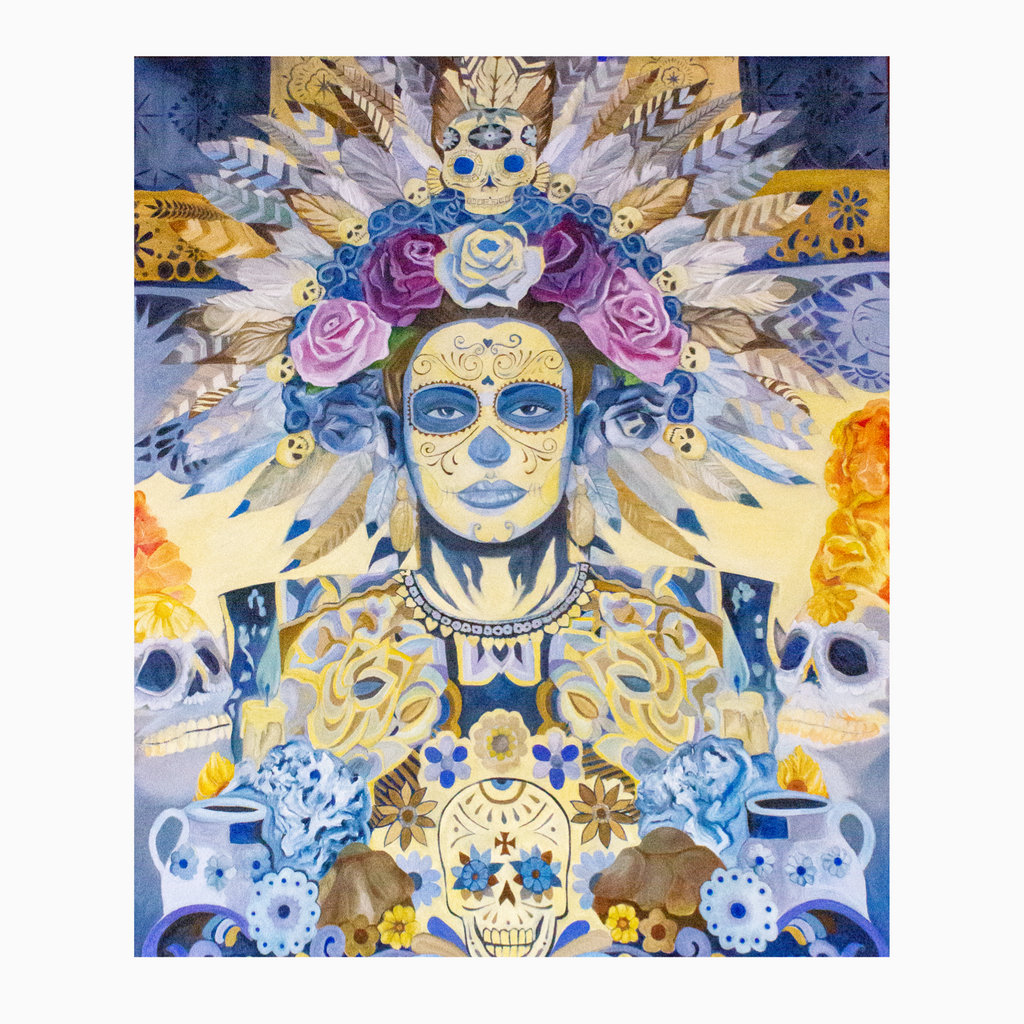 Frida/dia de los muertos/glass framed print